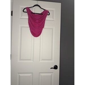 SHEIN  Pink Drape Neck Crop Tank Top Small
